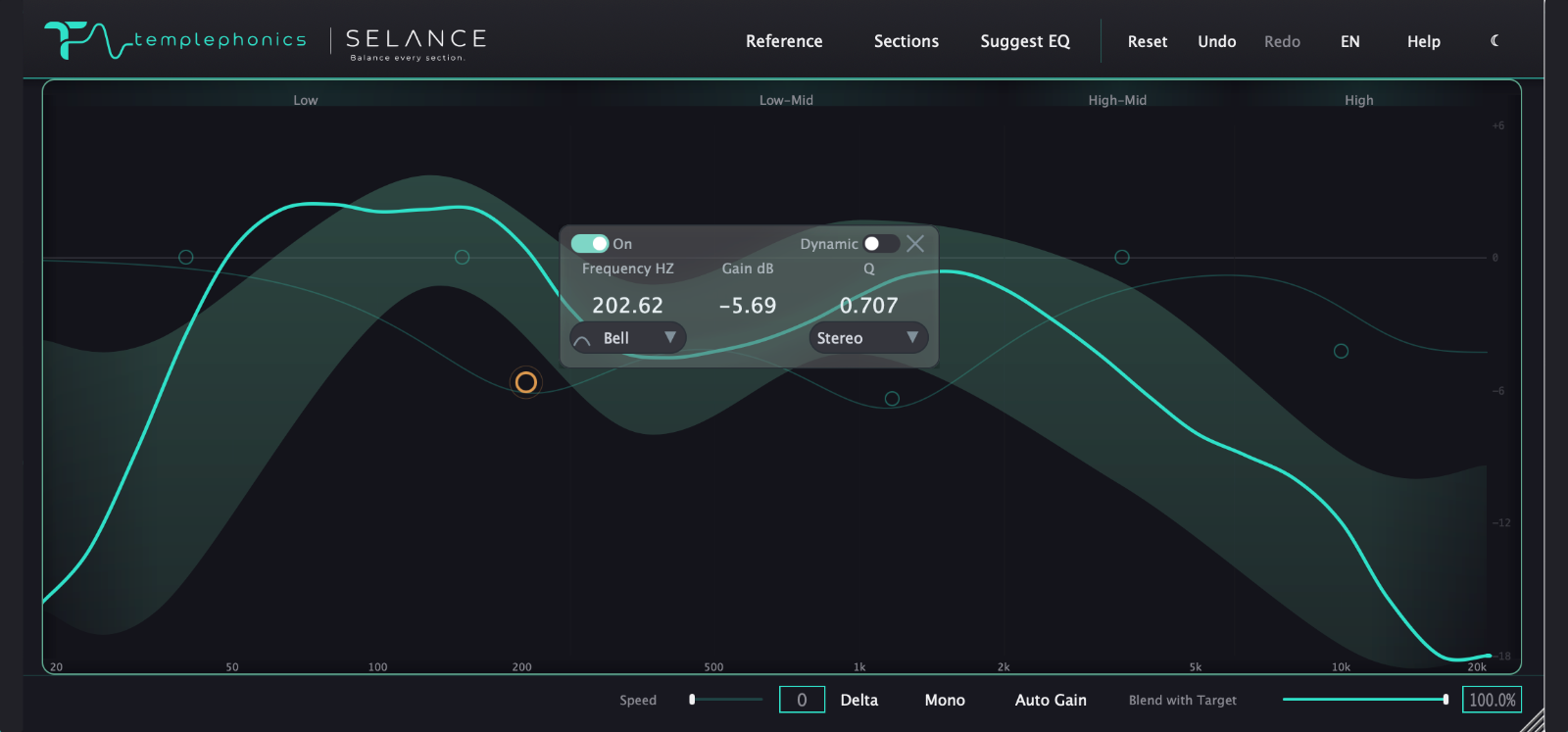 SELANCE EQ bands with dynamic control