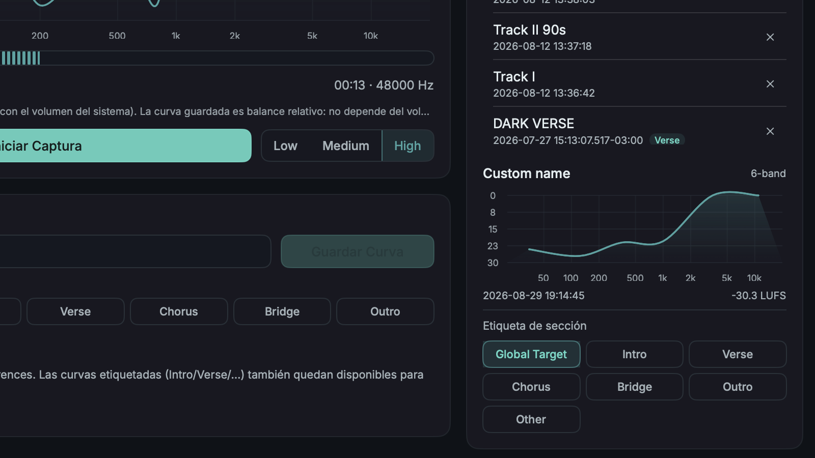 SELANCE Capture saved reference targets